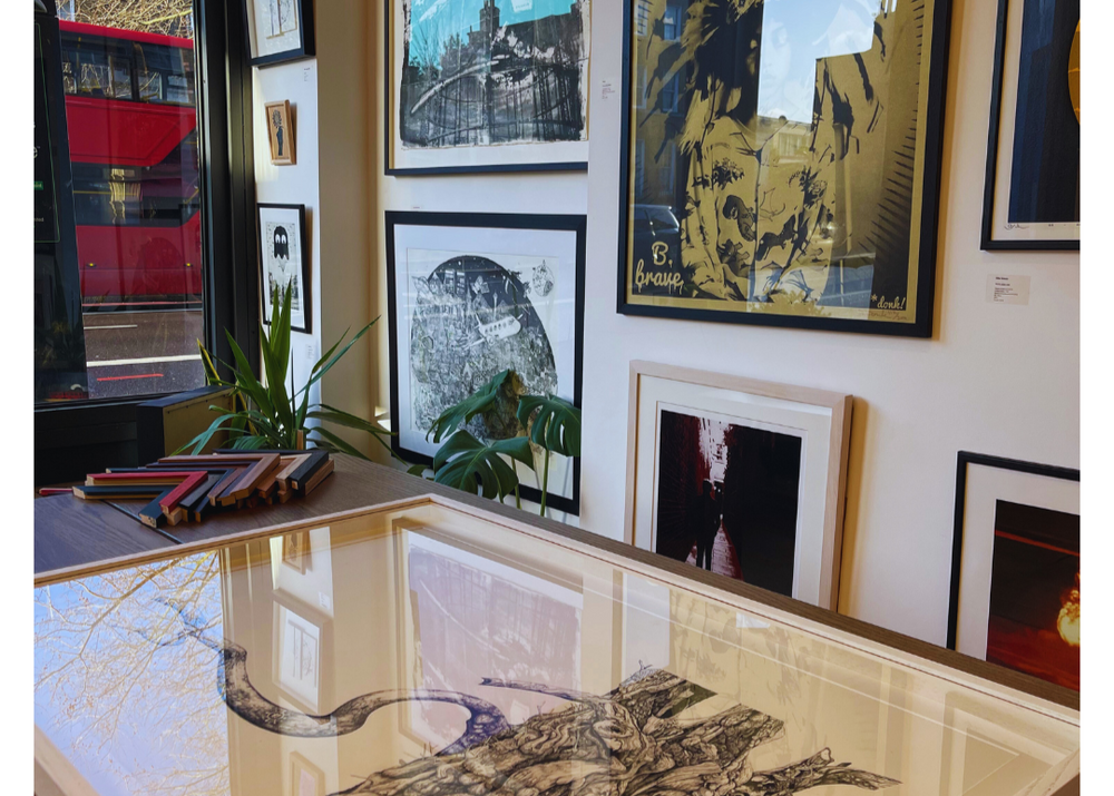 Bespoke picture frame with non-reflective art glass – handcrafted in at our London frame shop