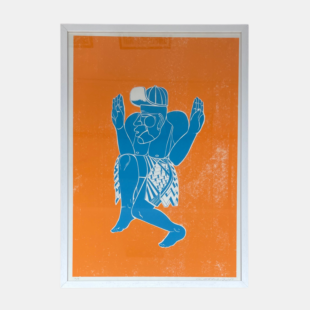 Custom picture frame with non-reflective art glass – custom made at our London frame shop