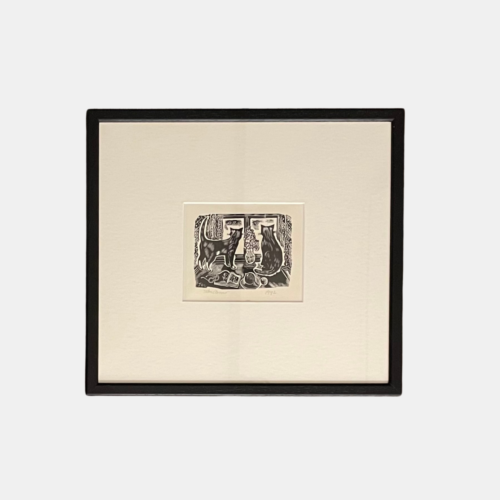 Custom picture frame with non-reflective art glass – custom made at our London frame shop