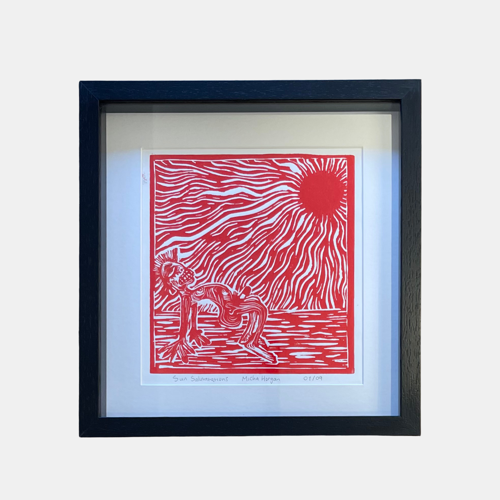 Custom picture frame with non-reflective art glass – custom made at our London frame shop