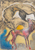 Don’t bite the horse by Polina Gazeeva, 2026, charcoal and color pencils on paper, 42 x 59.4 cm