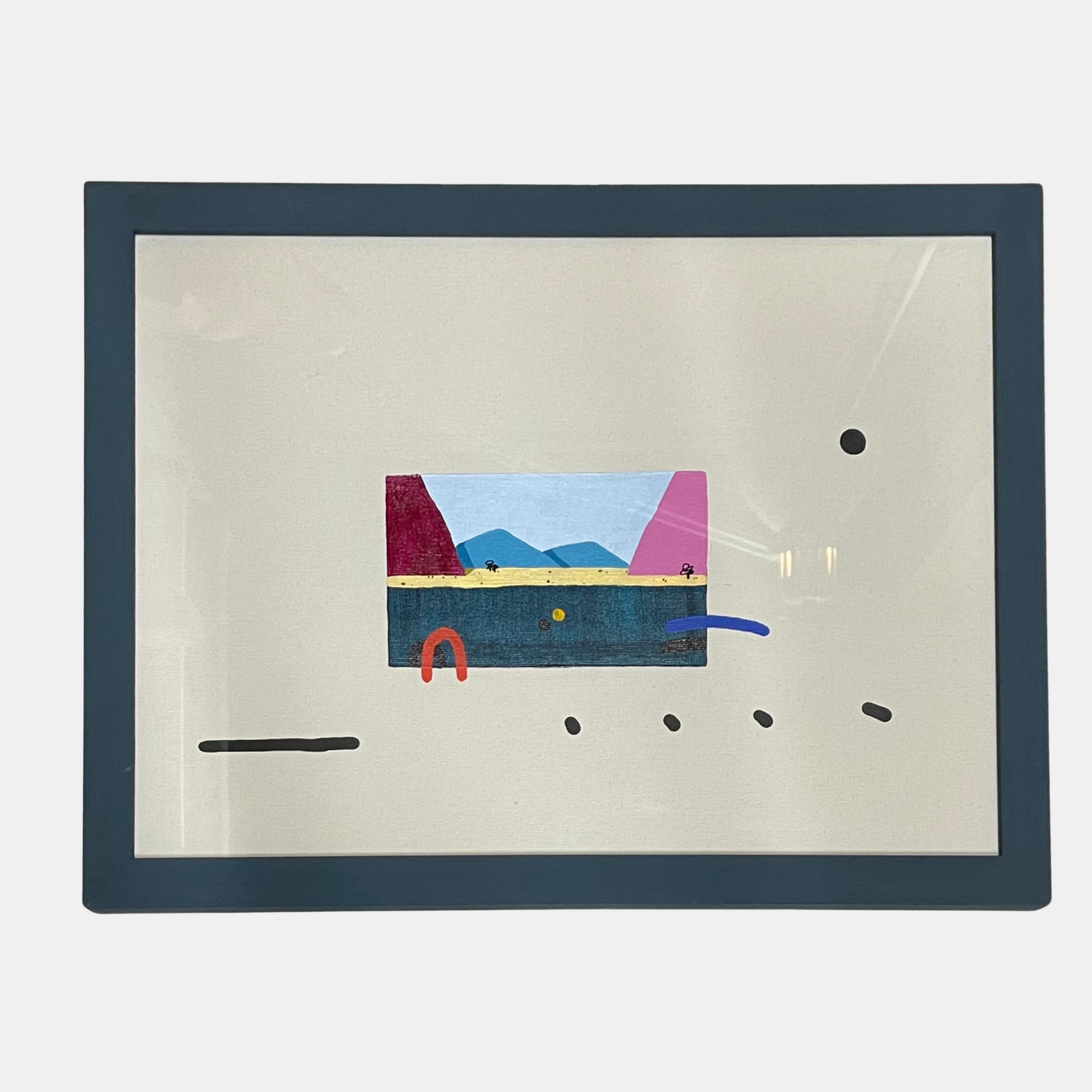 Custom picture frame with non-reflective art glass – custom made at our London frame shop