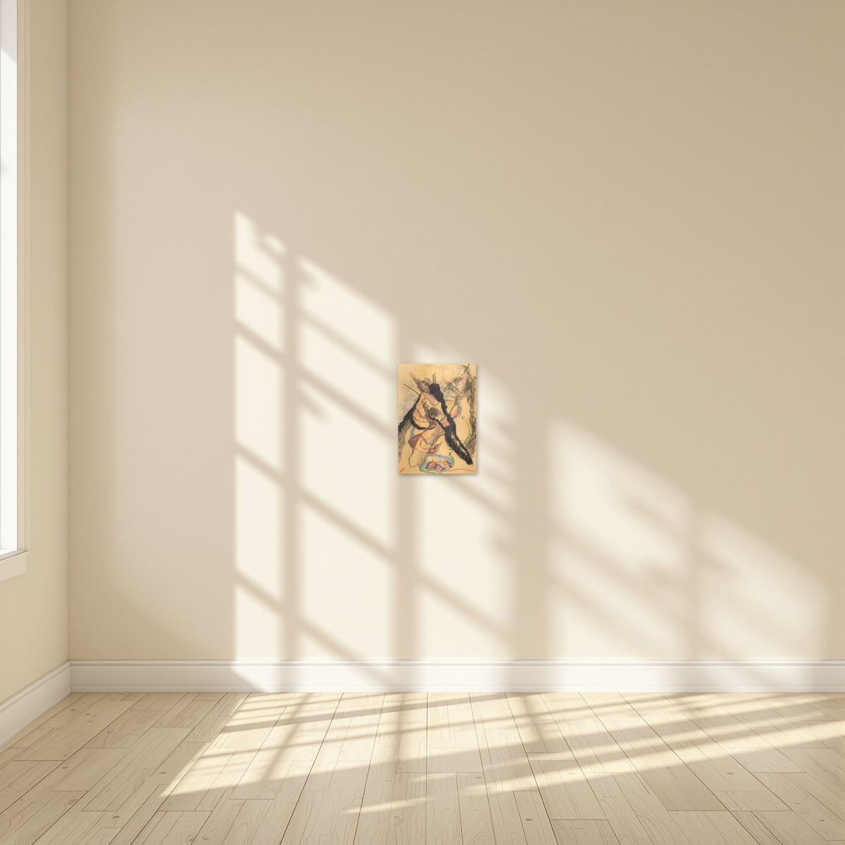 Into Abstraction by Polina Gazeeva shown to scale on a wall (42 x 59.4 cm)