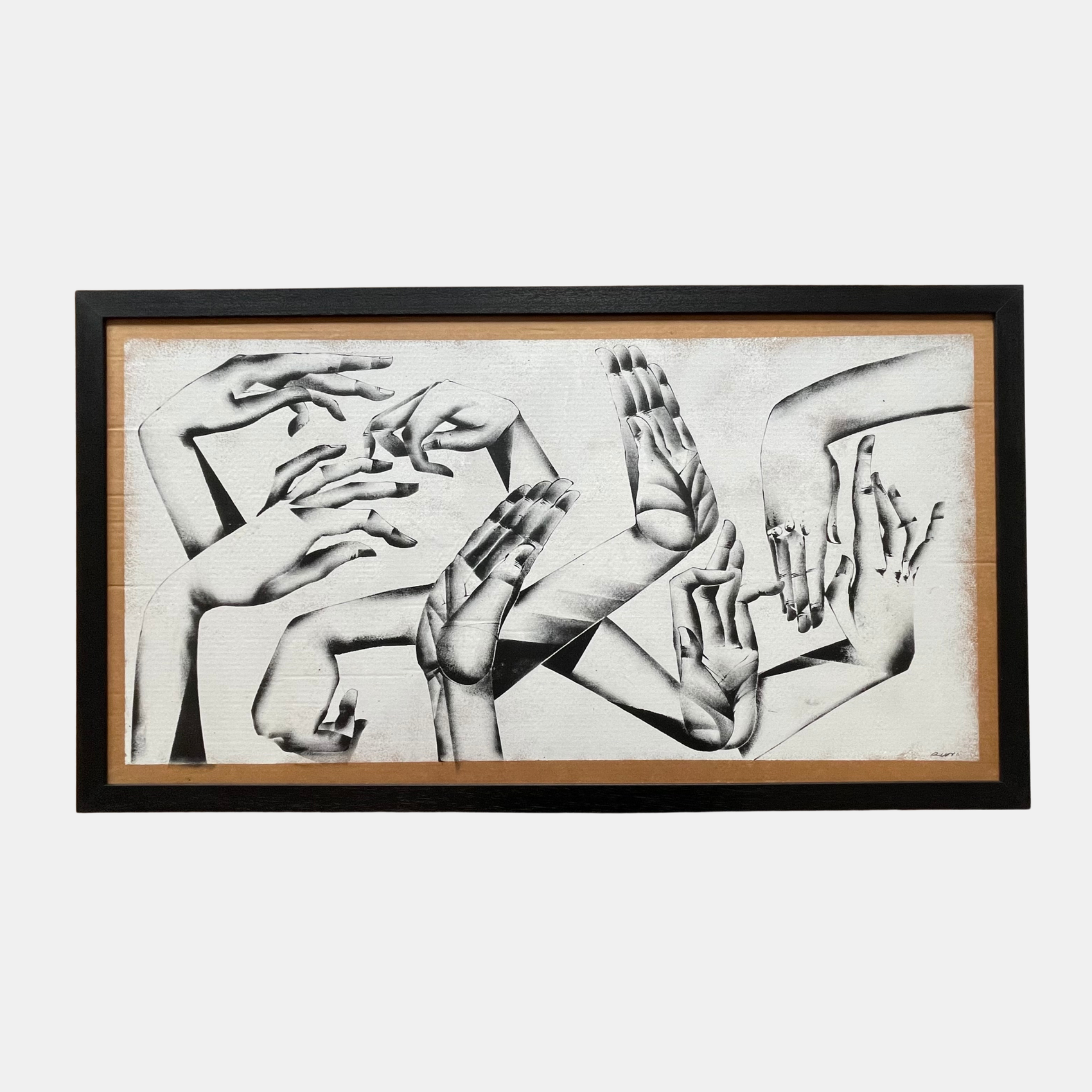 Custom picture frame with non-reflective art glass – custom made at our London frame shop