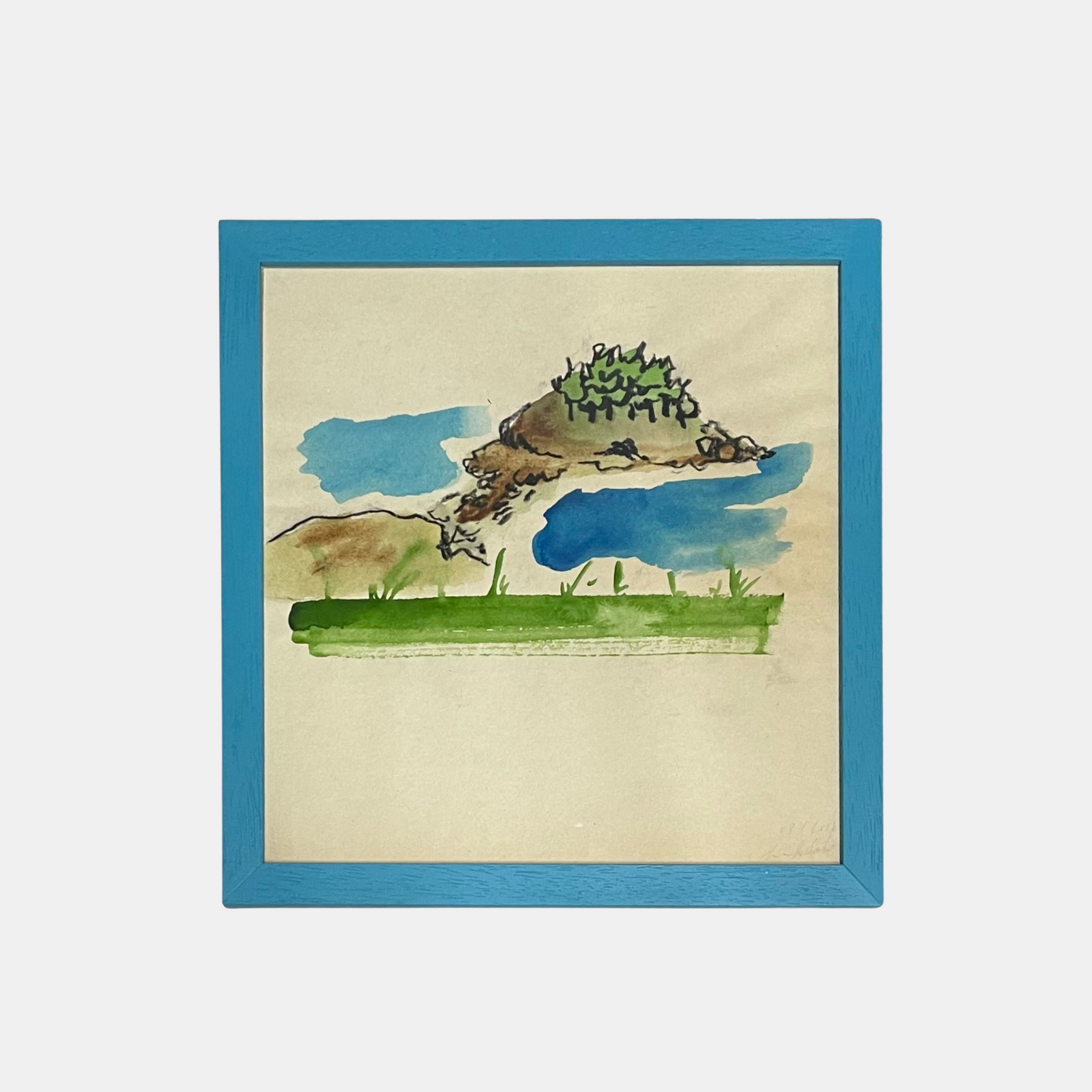 Custom picture frame with non-reflective art glass – custom made at our London frame shop