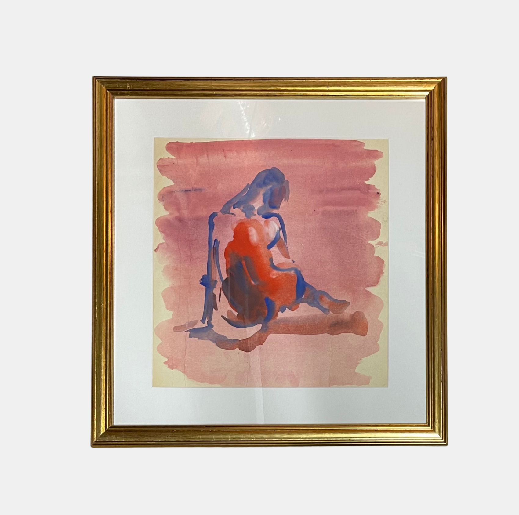 Custom picture frame with non-reflective art glass – custom made at our London frame shop