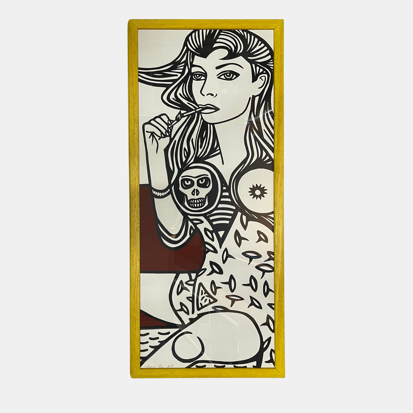 Custom picture frame with non-reflective art glass – custom made at our London frame shop